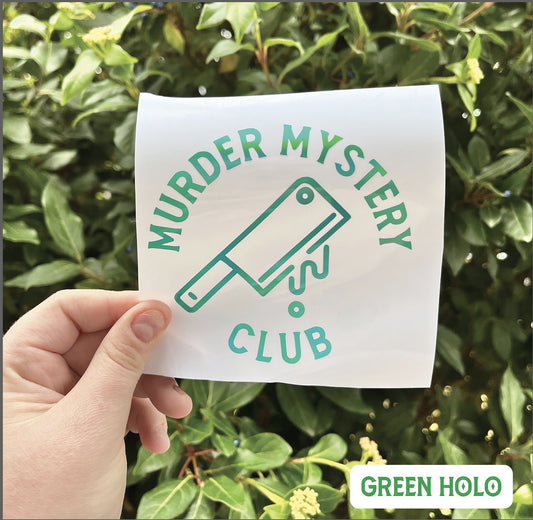 Mystery Club Vinyl Decal 4 inch | True Crime Fan Car Bumper Sticker | Holographic True Crime Junkie Car Sticker | Holographic Decal