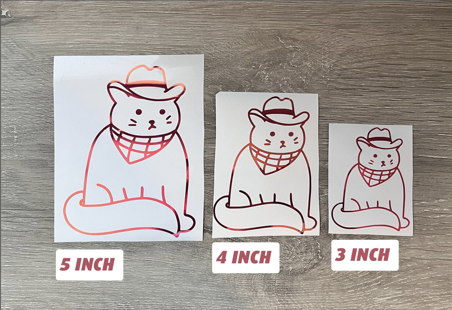 Cute Cowboy Cat Holographic Vinyl Decal | Cat with Cowboy Hat Bumper Sticker for Cars Laptops Notebooks | 3 Sizes Adhesive Vinyl Decal
