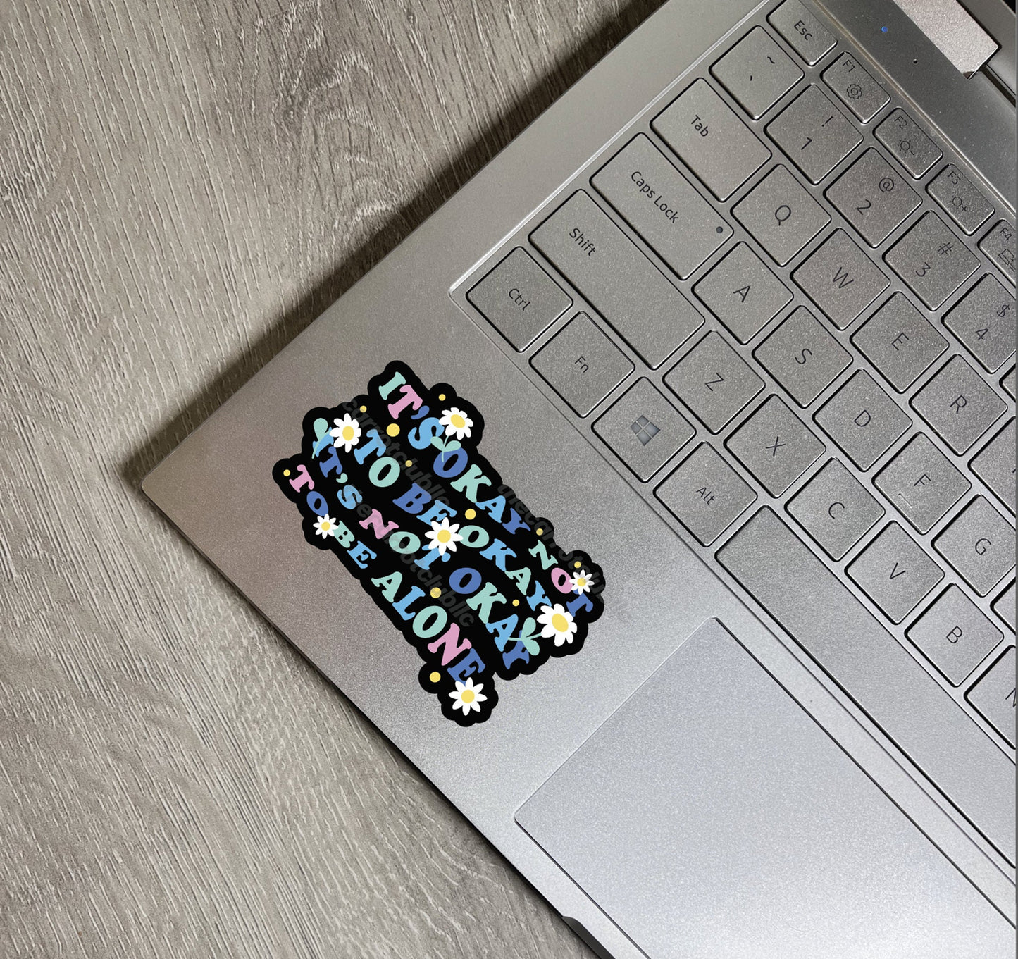 It's Okay Not to be Okay Retro Wavy Flower Glossy Die cut sticker | 3x 1.75 inch | Water bottle, laptop sticker | Mental Health Matters
