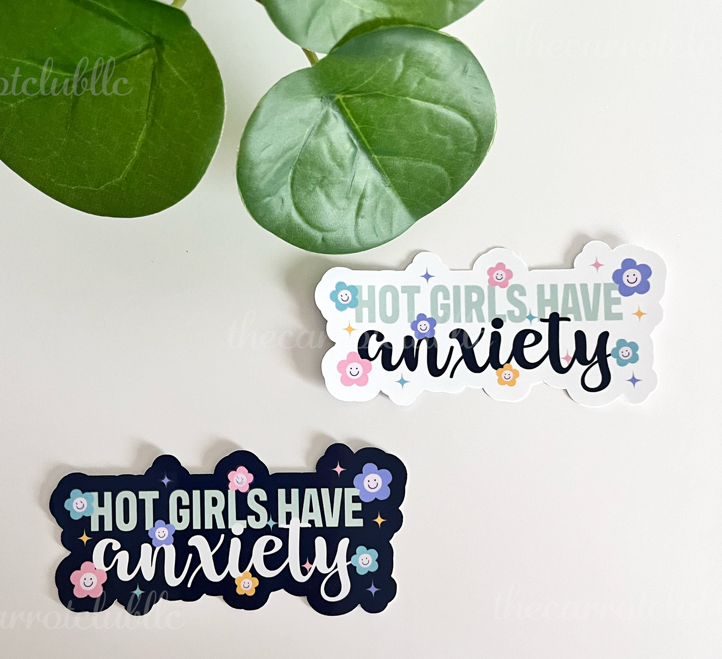 Hot Girls Have Anxiety Mental Health Die Cut Sticker, 3.5x1.75 Inch, Self Care, Laptop Sticker, Gifts for Sticker Lovers, Trendy Sticker