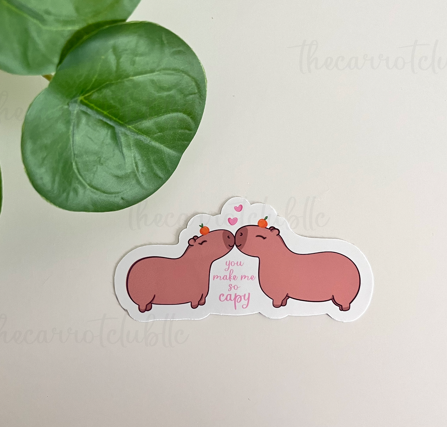 You make me so Capy Valentines Day Capybara Die cut vinyl sticker, 3.5x1.7 Inch, Cute Capybara Sticker, Laptop decal, Valentines Day Gift