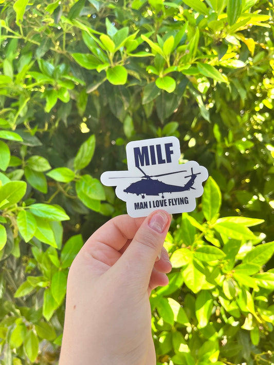 Blackhawk MILF Helicopter Sticker | Man I Love Flying | Army Helicopter Sticker