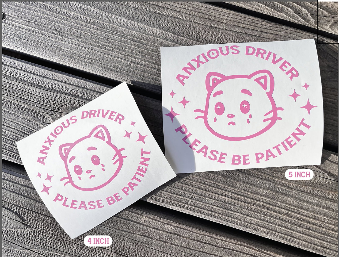 Cute Animal Anxious Driver Please Be Patient Vinyl Car decal | Cute Bumper Sticker | 4 in & 5 in sizes | Personalized Car Window Decal