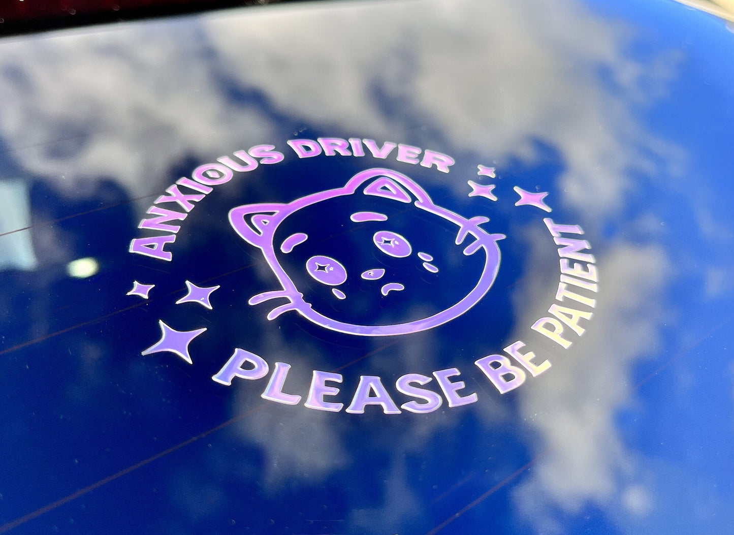 Cute Animal Anxious Driver Please Be Patient Vinyl Car decal | Cute Bumper Sticker | 4 in & 5 in sizes | Personalized Car Window Decal