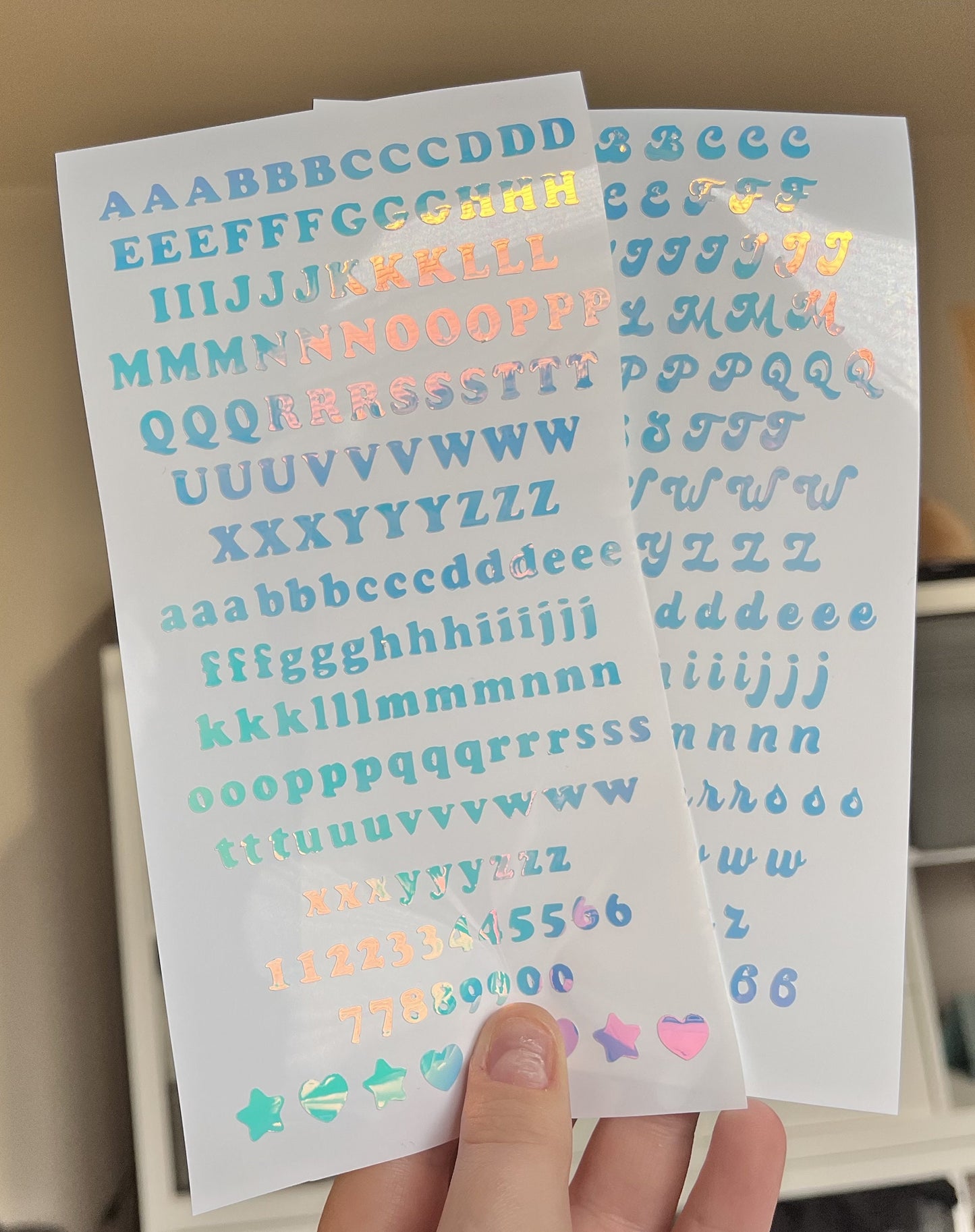 Journal Lettering Stickers | Holographic Vinyl Alphabet Sheet | Mini Journaling Stickers