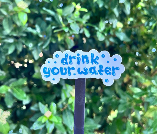 Drink Your Water Cute Reminder Sticker to Stay Hydrated | 3 x 1.25 inch | Laptop, Water Bottle, or Notebook Reminder Sticker