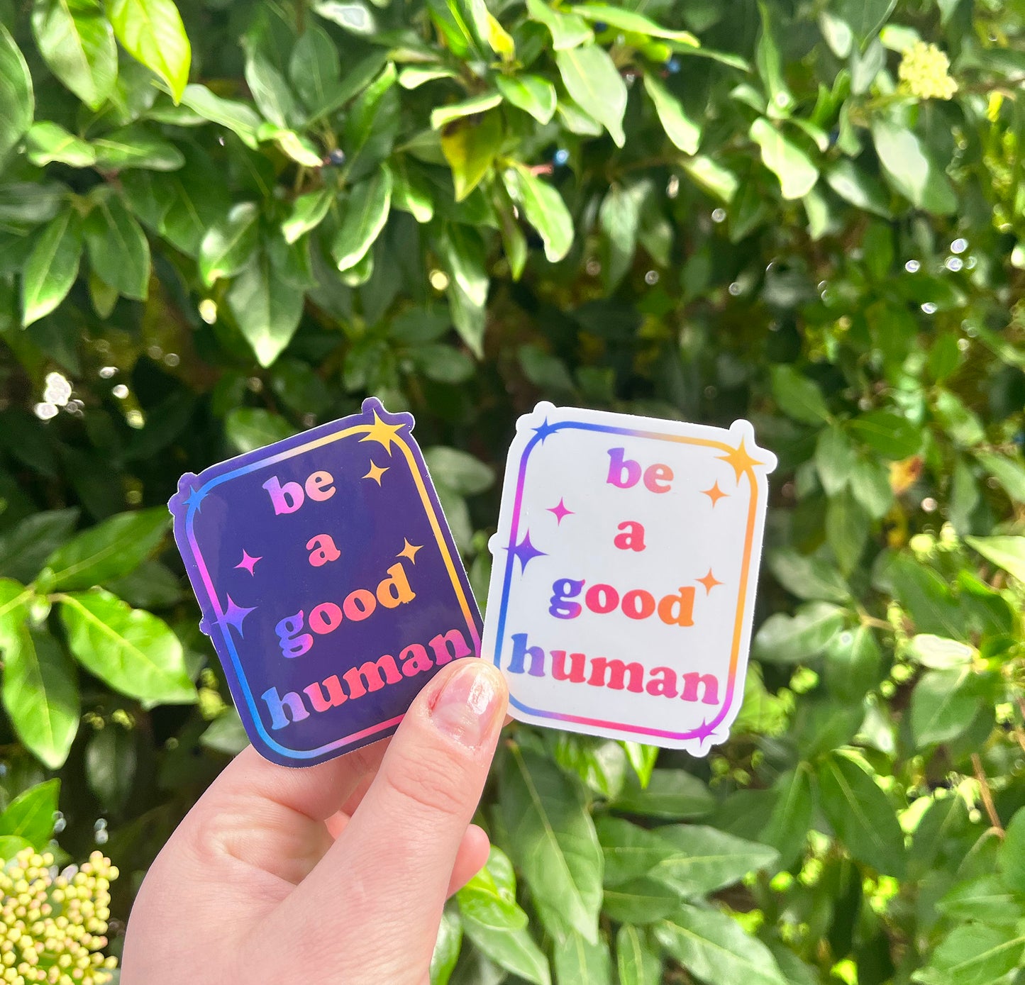 Be A Good Human Sticker Pack | Set of 3 Gradient Be Good Sparkle Sticker Pack | 2 Options Light or Dark | For Laptops Water bottles and More