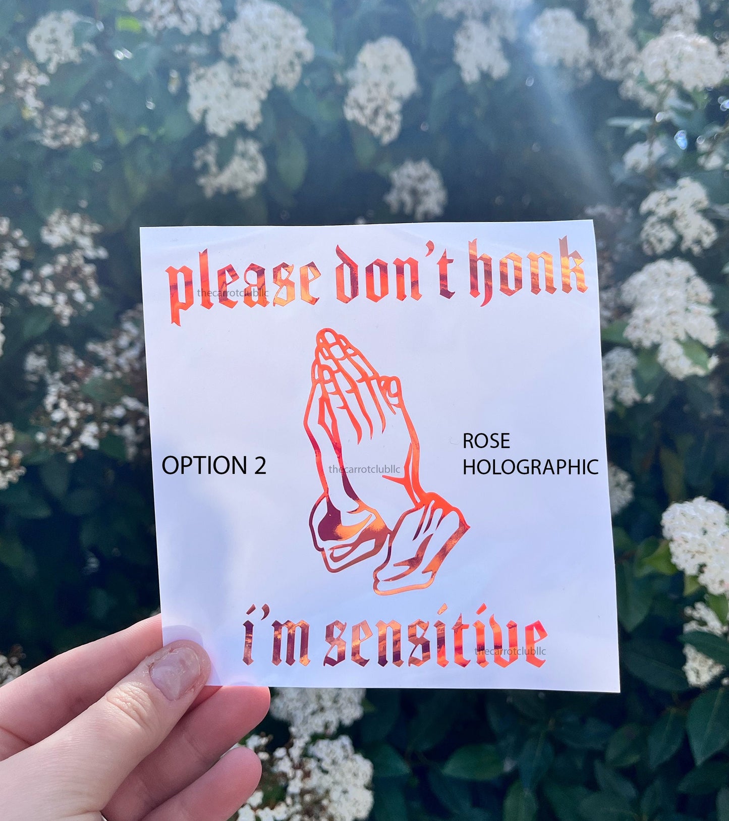 Please Don't Honk I'm Sensitive Holographic Car Decal | 4 inch, 5 inch | 2 Options Cute Funny Bumper Sticker | Personalized Decal