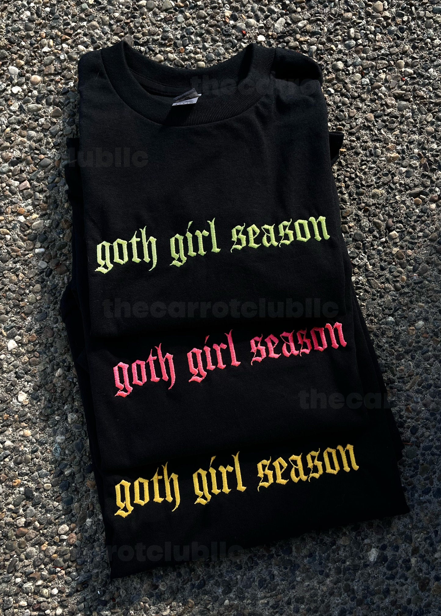 Goth Girl Season Halloween Embroidered Unisex Adult T-Shirt | Spooky Season Embroidered T-Shirt | New Colors Neon Embroidery Halloween