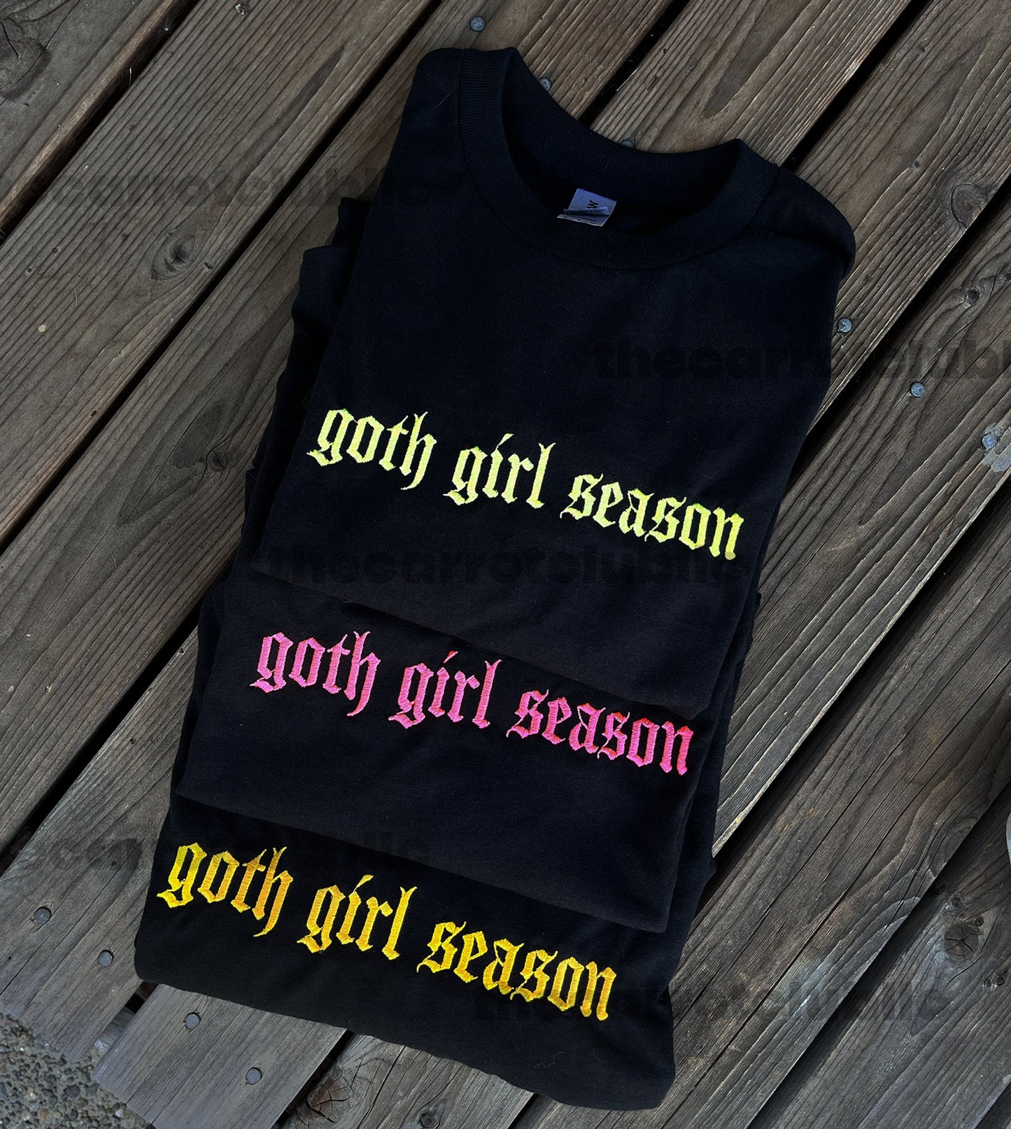 Goth Girl Season Halloween Embroidered Unisex Adult T-Shirt | Spooky Season Embroidered T-Shirt | New Colors Neon Embroidery Halloween